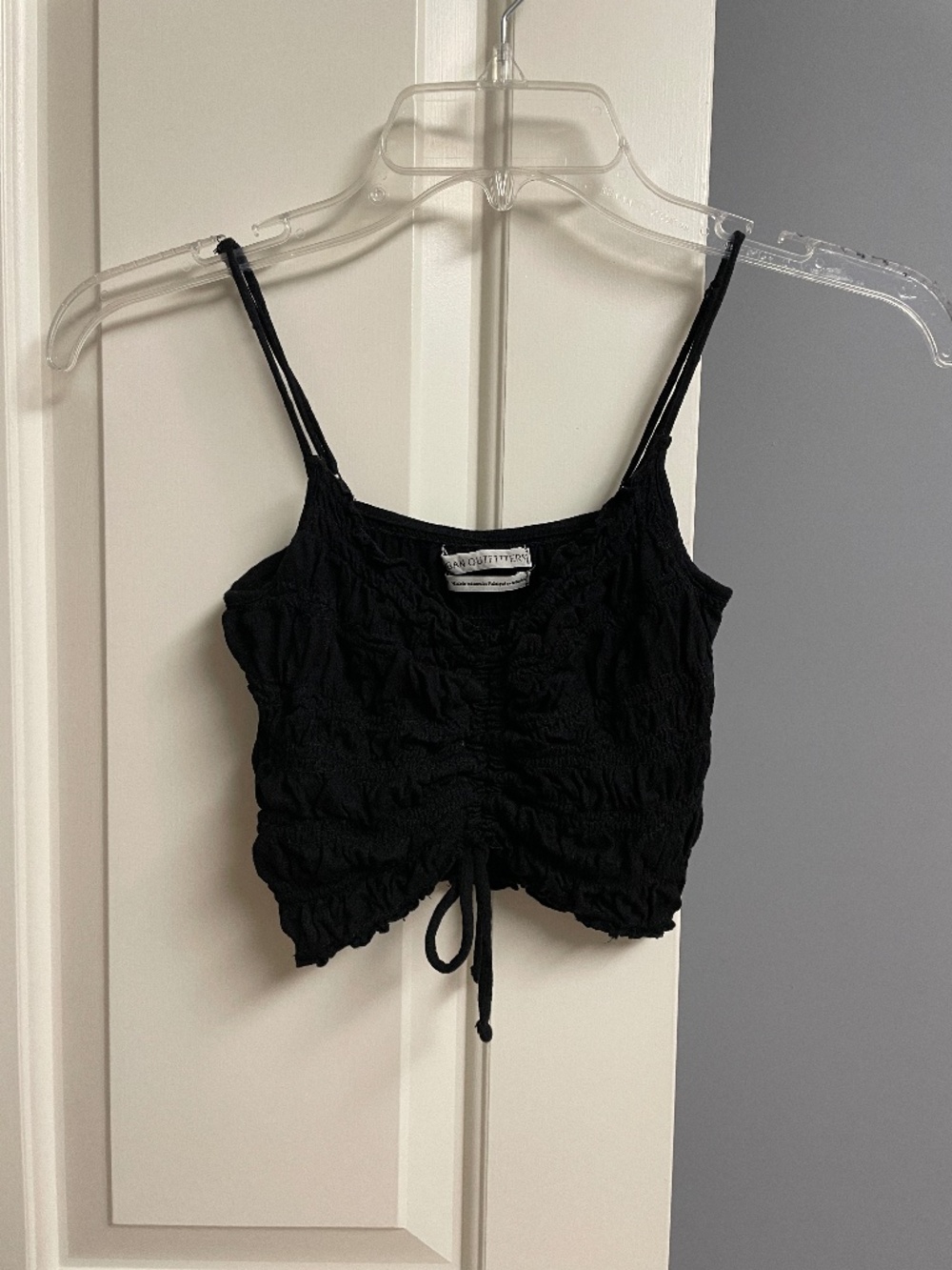 Urban Outfitters, Black Ruched Crop Top, Women, XS